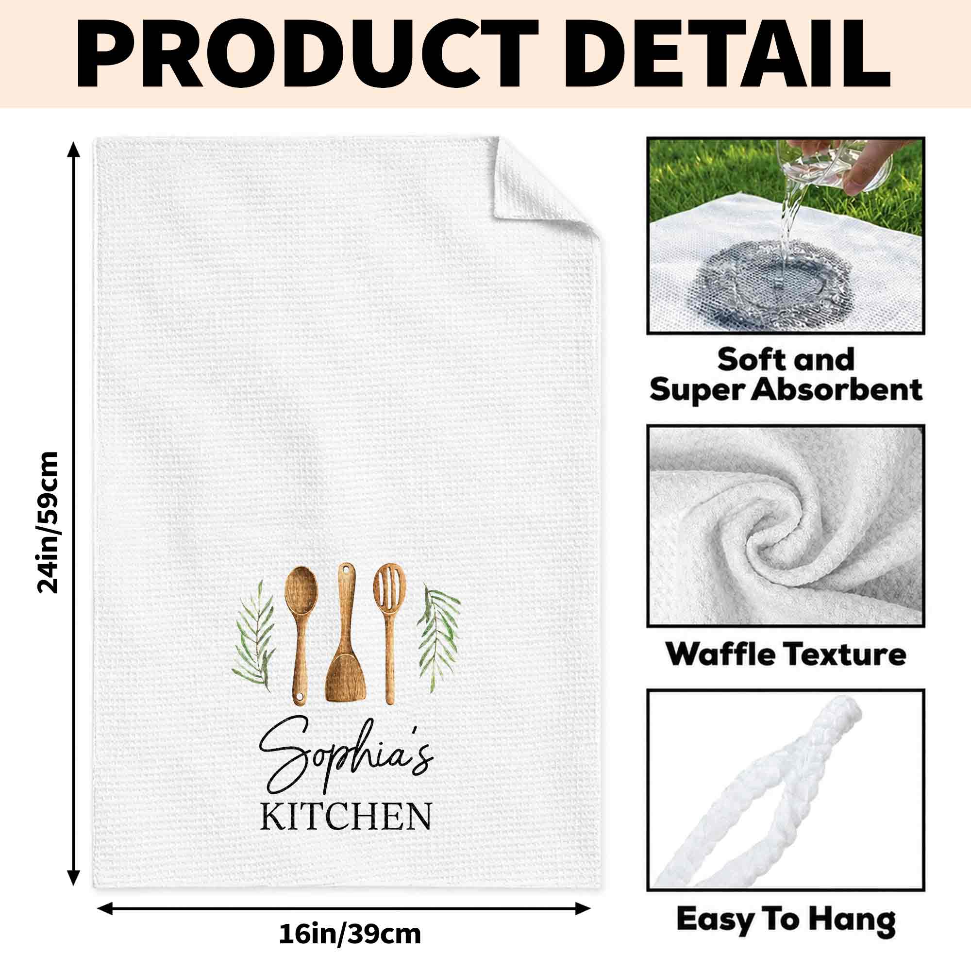 Personalized Kitchen Towel Custom Name Gift for Mom Chef Kitchen Towel GradoCreations