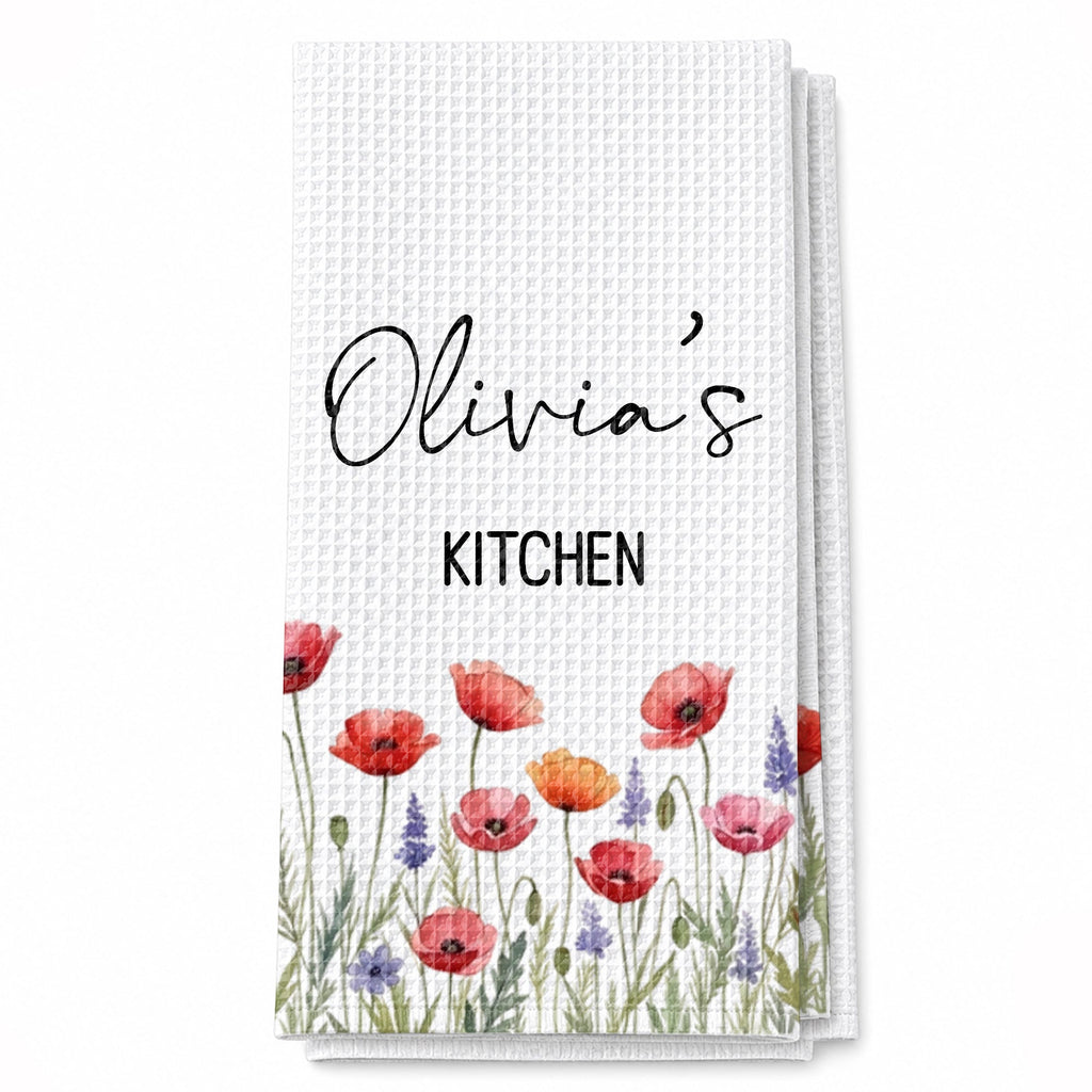 Personalized Kitchen Towel Birth Month Flowers Custom Gift Kitchen Towel GradoCreations