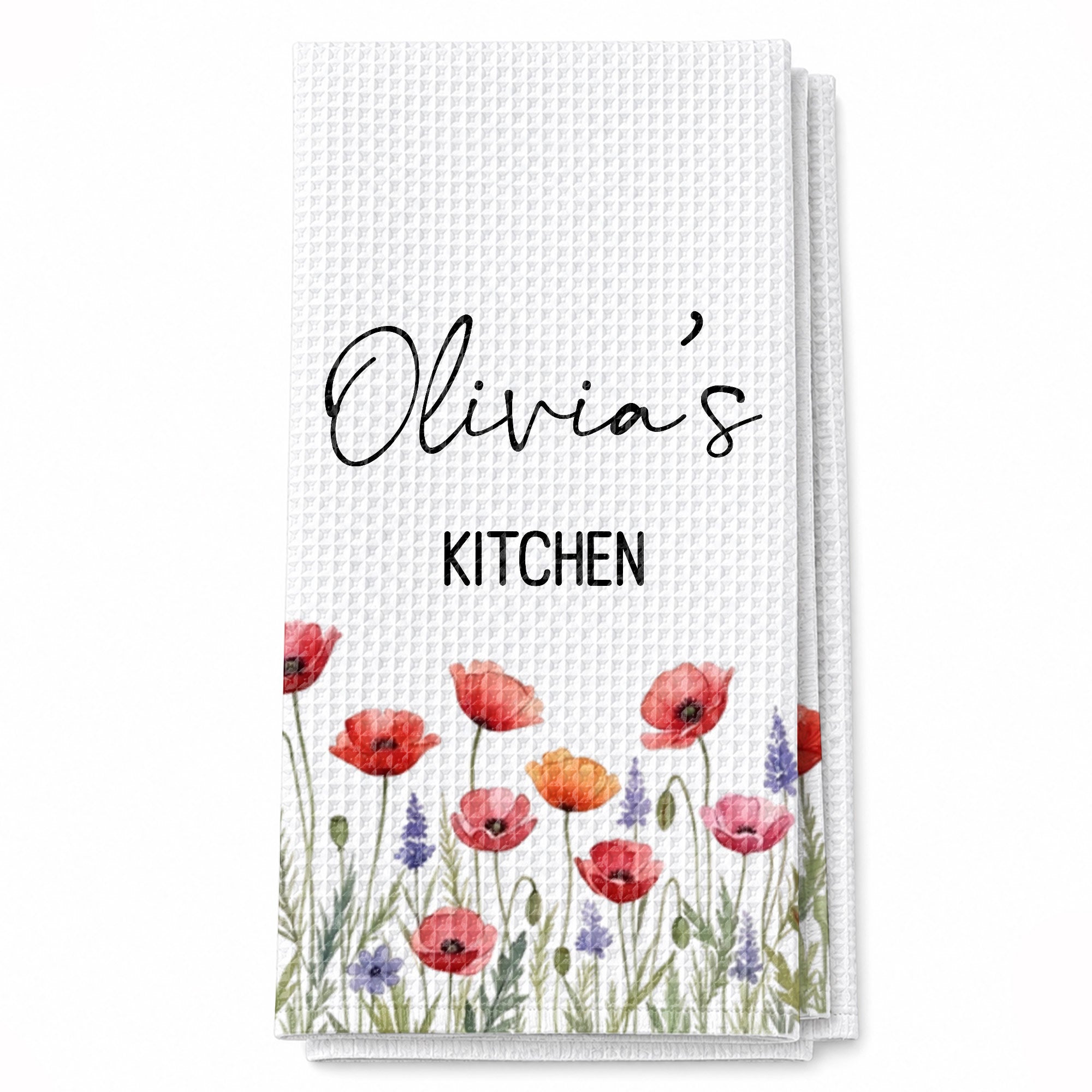 Personalized Kitchen Towel Birth Month Flowers Custom Gift Kitchen Towel GradoCreations