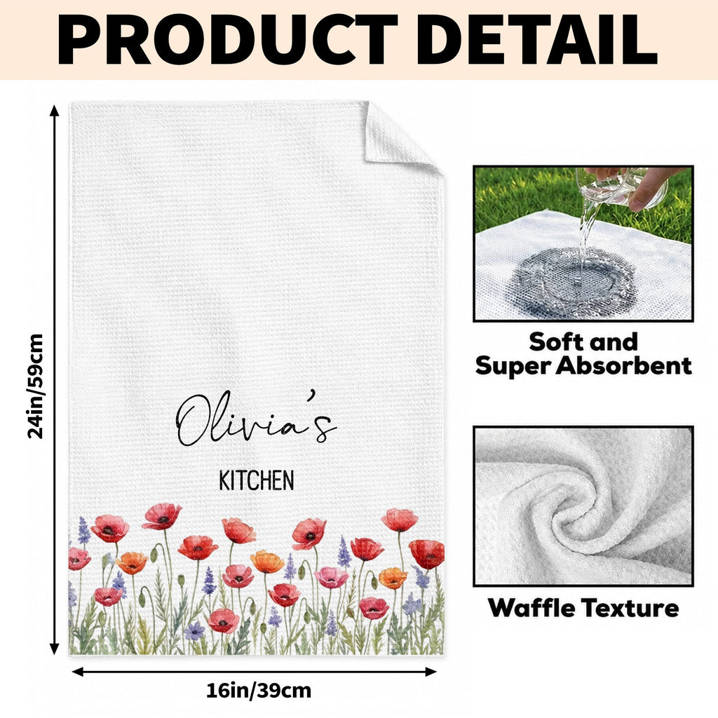 Personalized Kitchen Towel Birth Month Flowers Custom Gift Kitchen Towel GradoCreations