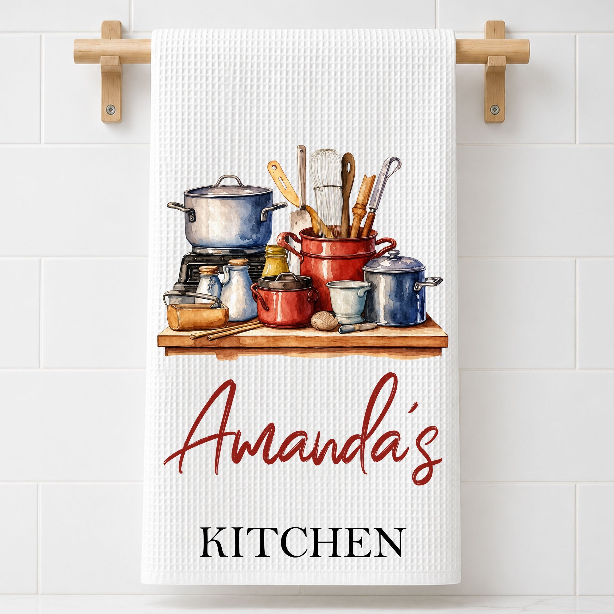 Personalized Kitchen Towel Custom Name Cooking Gift for Mom