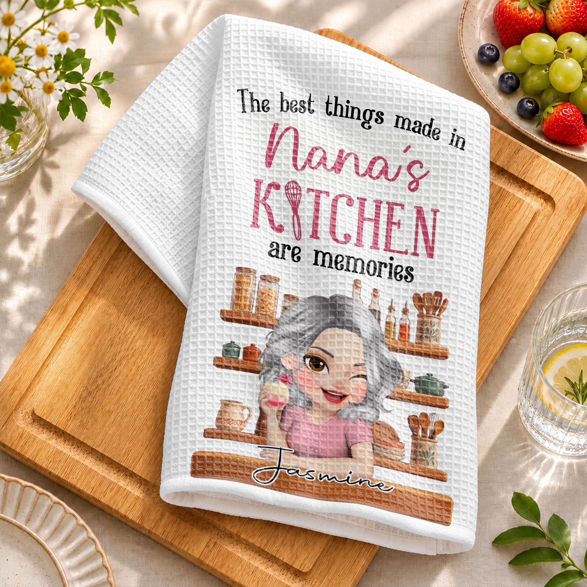 Personalized Kitchen Towel Custom Gift for Grandma Decor Kitchen Towel GradoCreations