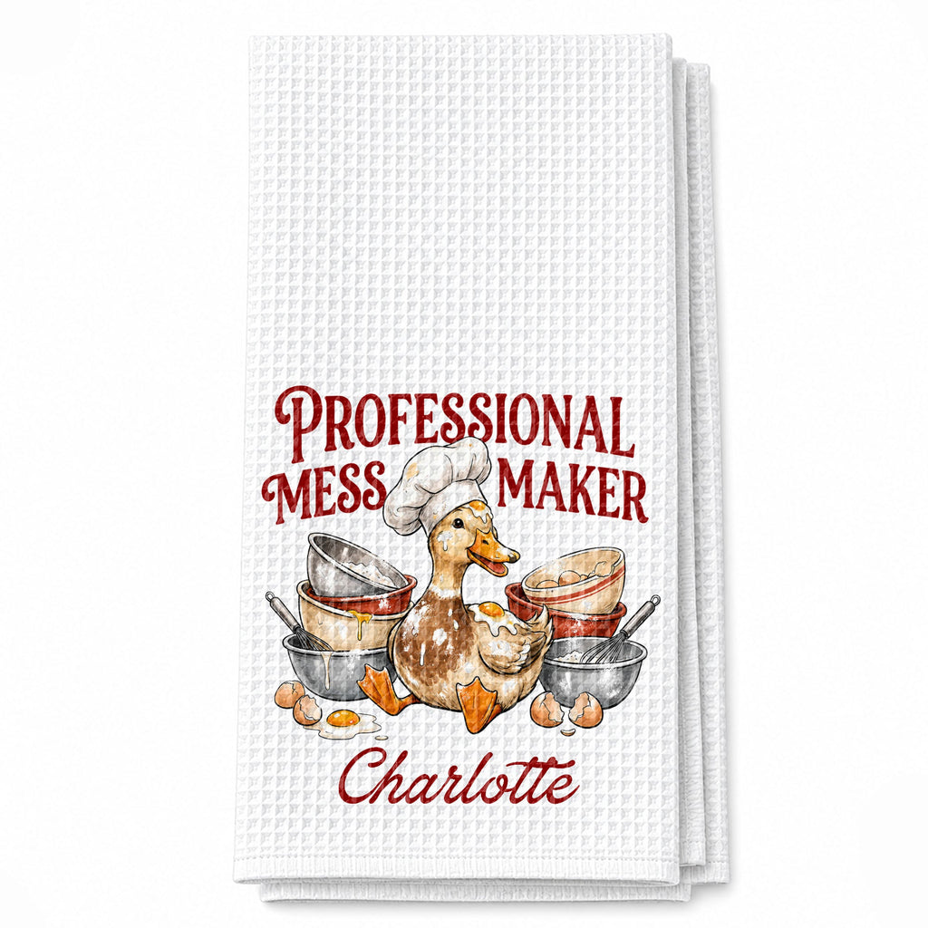 Personalized Kitchen Towel Funny Duck Chef Hat Gift for Mom Kitchen Towel GradoCreations