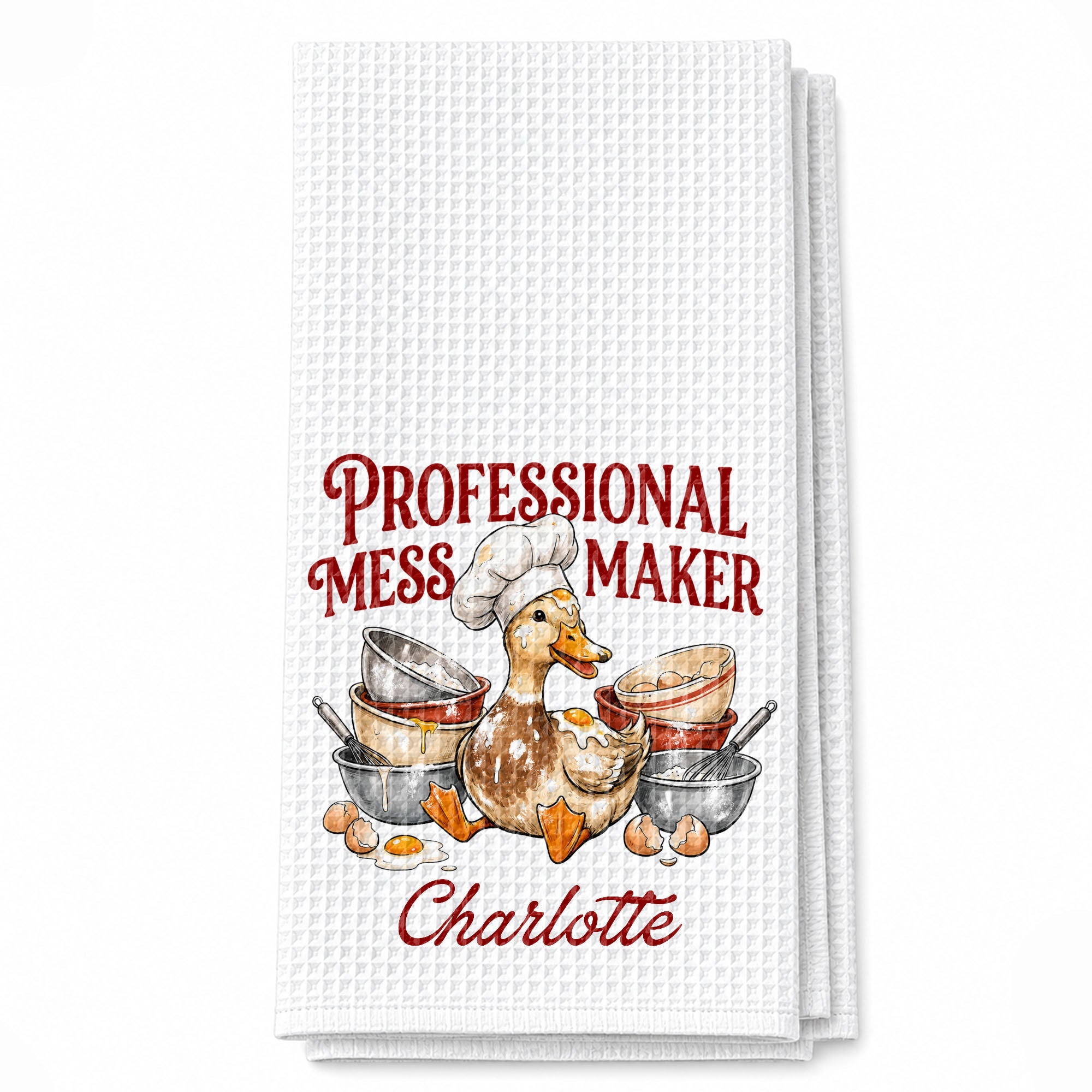 Personalized Kitchen Towel Funny Duck Chef Hat Gift for Mom Kitchen Towel GradoCreations