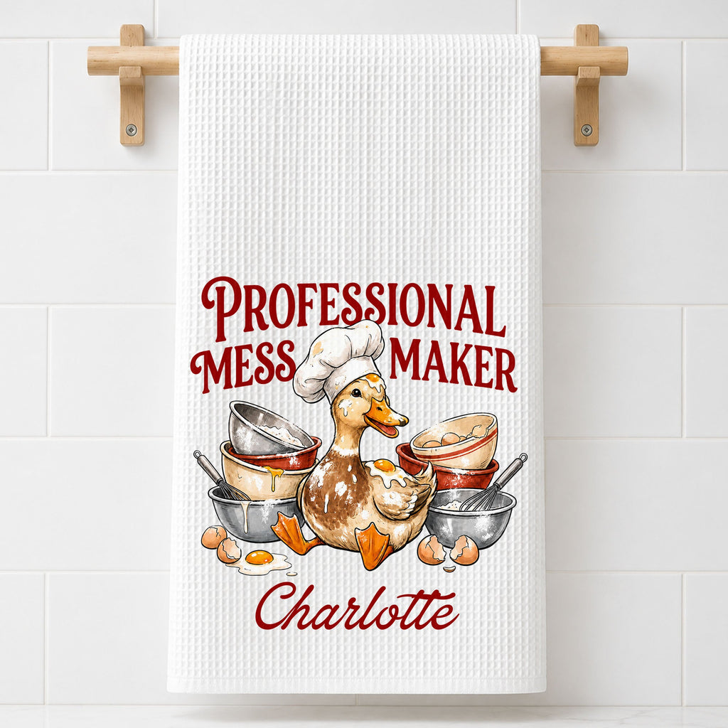 Personalized Kitchen Towel Funny Duck Chef Hat Gift for Mom Kitchen Towel GradoCreations