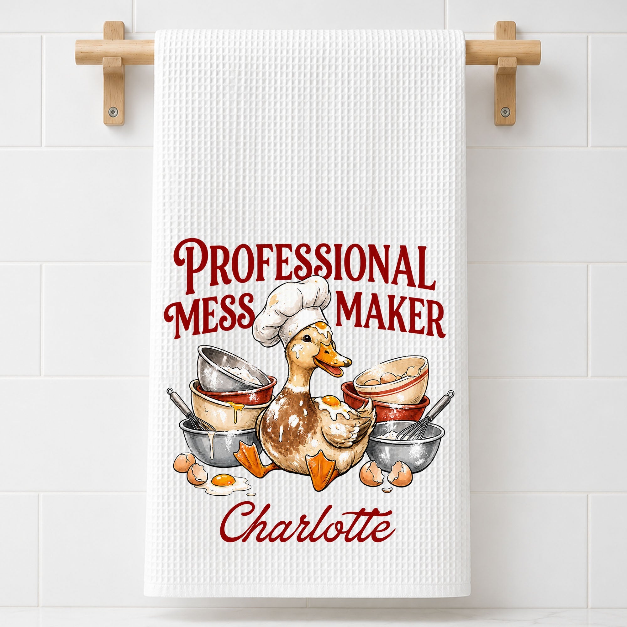 Personalized Kitchen Towel Funny Duck Chef Hat Gift for Mom Kitchen Towel GradoCreations