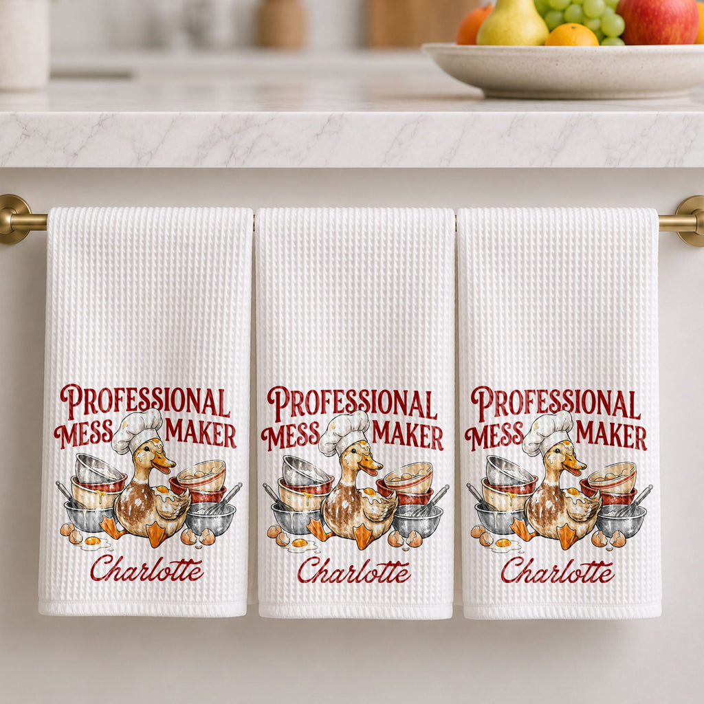 Personalized Kitchen Towel Funny Duck Chef Hat Gift for Mom Kitchen Towel GradoCreations