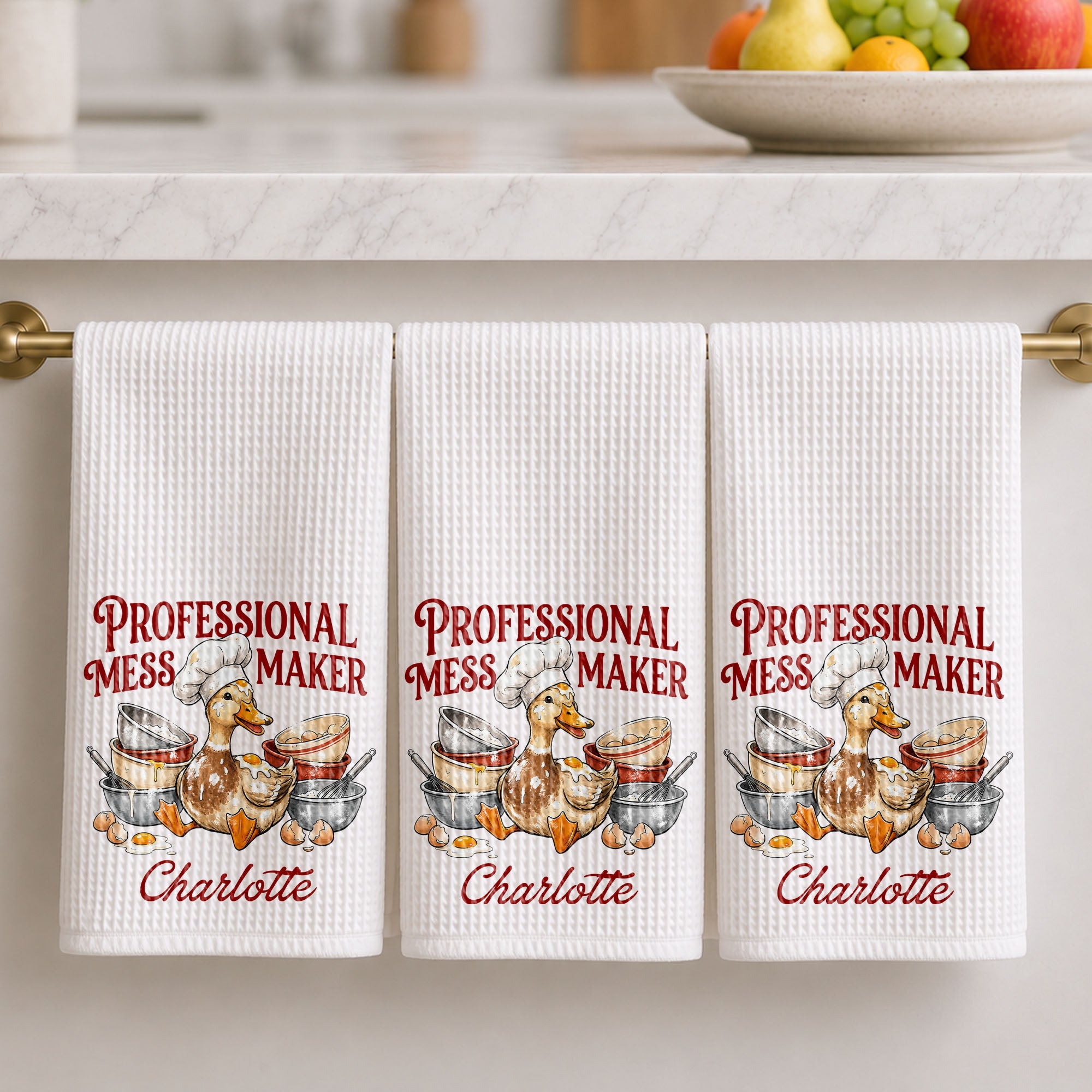 Personalized Kitchen Towel Funny Duck Chef Hat Gift for Mom Kitchen Towel GradoCreations
