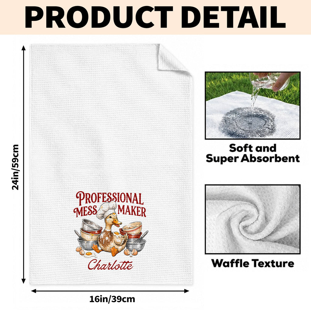 Personalized Kitchen Towel Funny Duck Chef Hat Gift for Mom Kitchen Towel GradoCreations