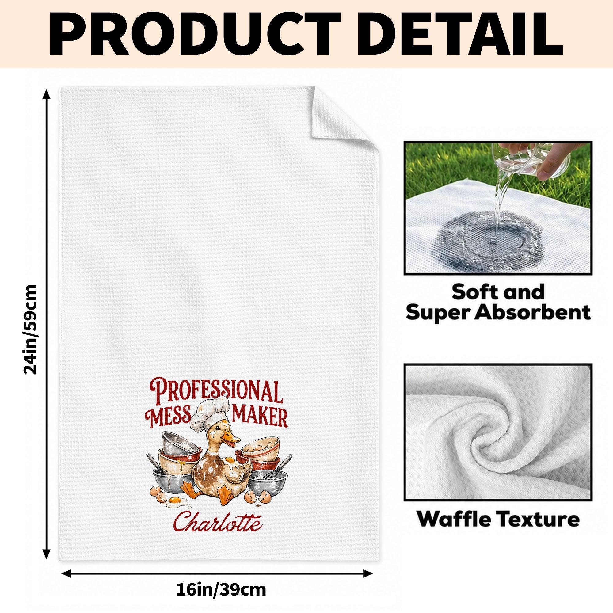 Personalized Kitchen Towel Funny Duck Chef Hat Gift for Mom Kitchen Towel GradoCreations