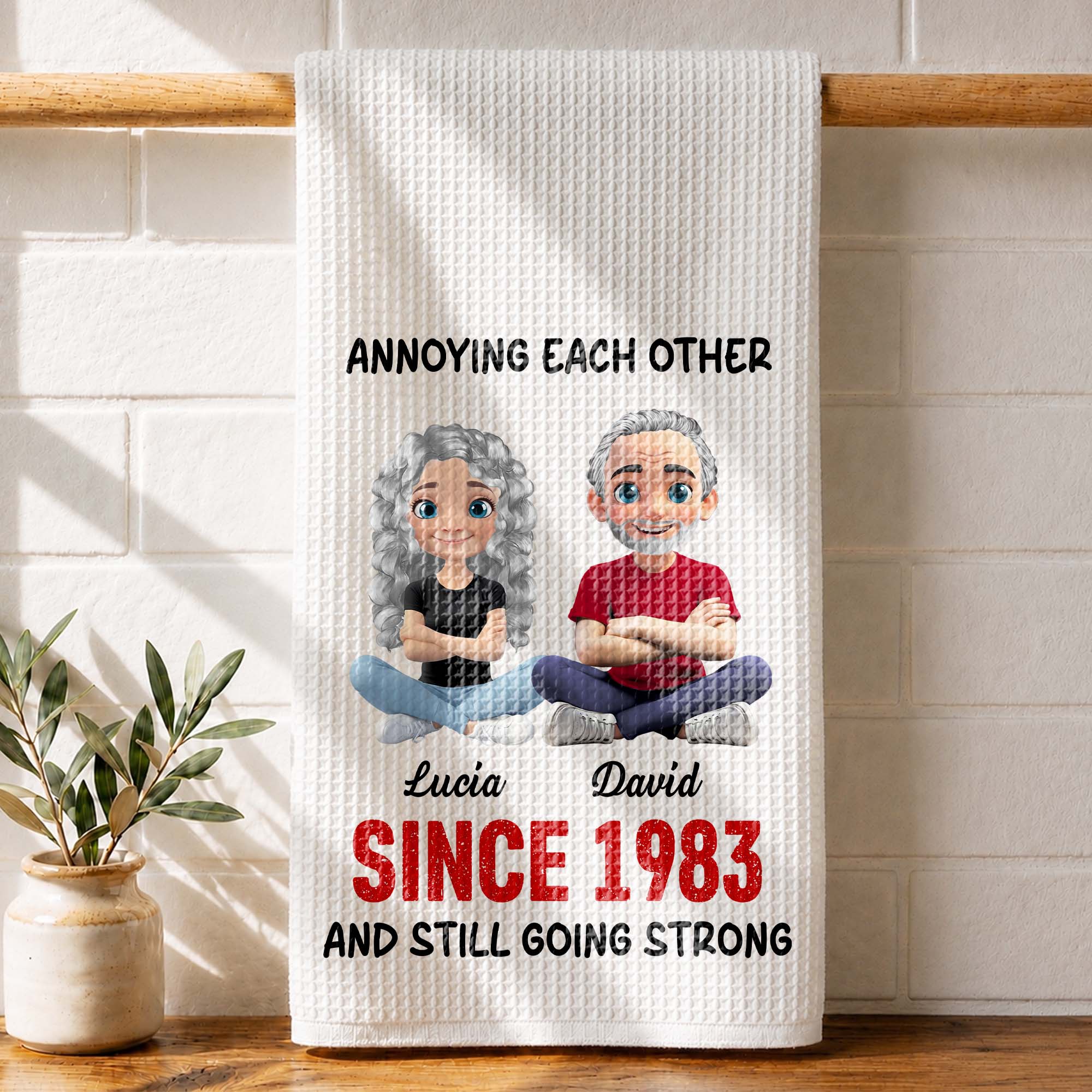 Personalized Couple Kitchen Towel Unique Art Gift for Him & Her Kitchen Towel GradoCreations