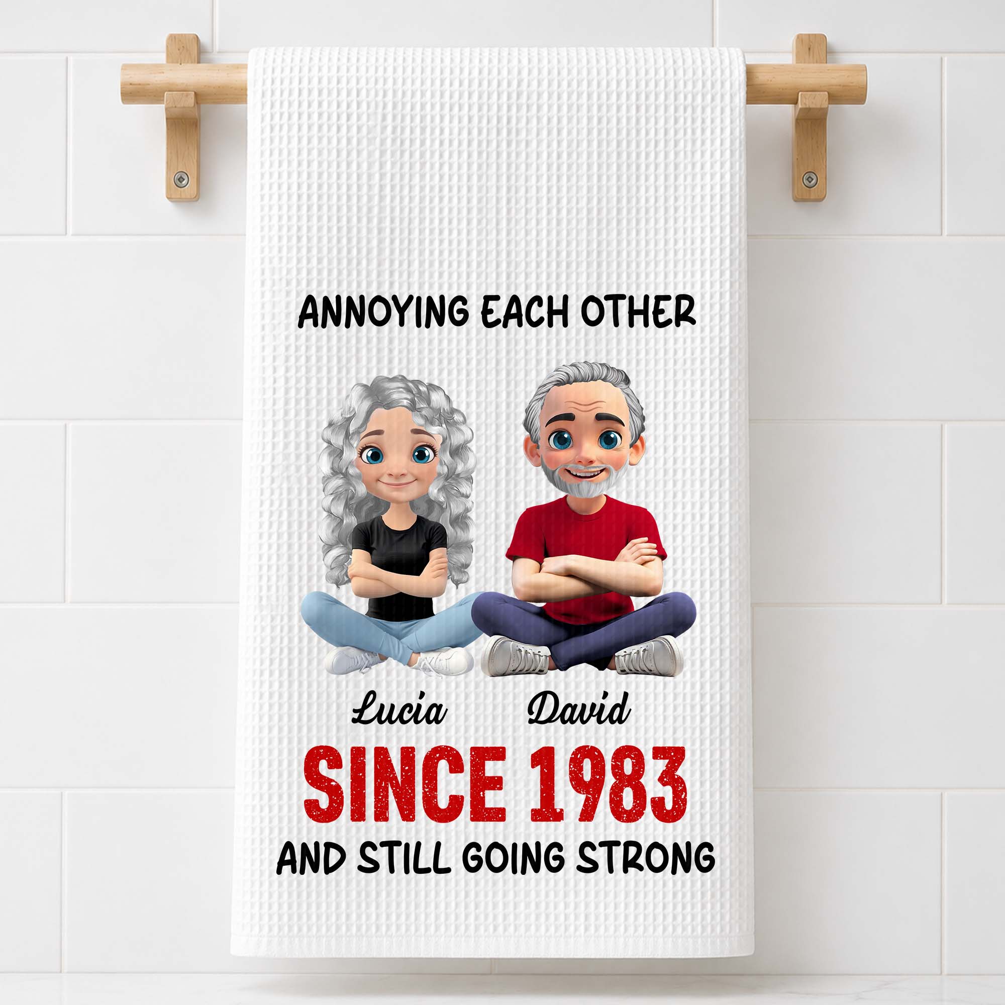 Personalized Couple Kitchen Towel Unique Art Gift for Him & Her Kitchen Towel GradoCreations