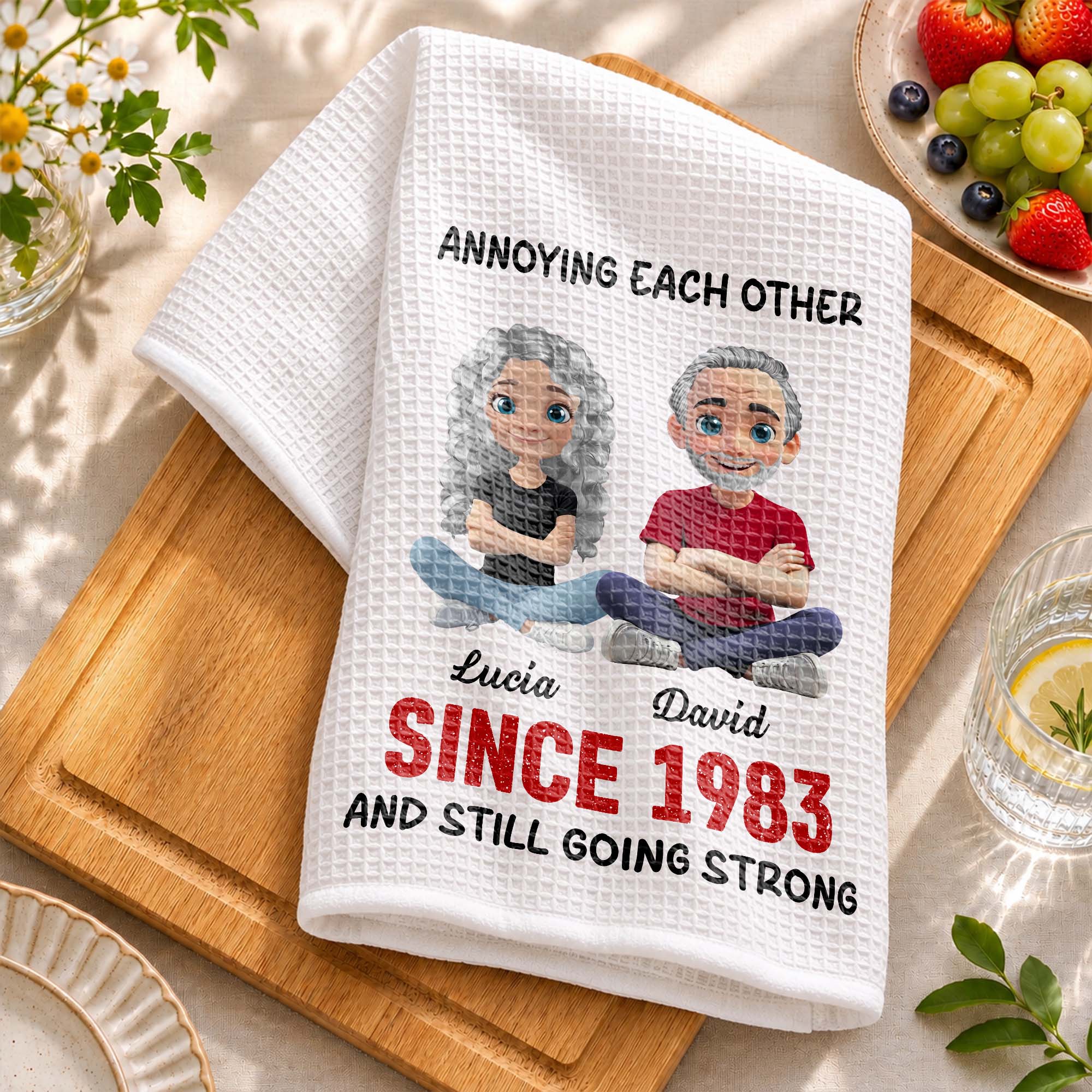 Personalized Couple Kitchen Towel Unique Art Gift for Him & Her Kitchen Towel GradoCreations