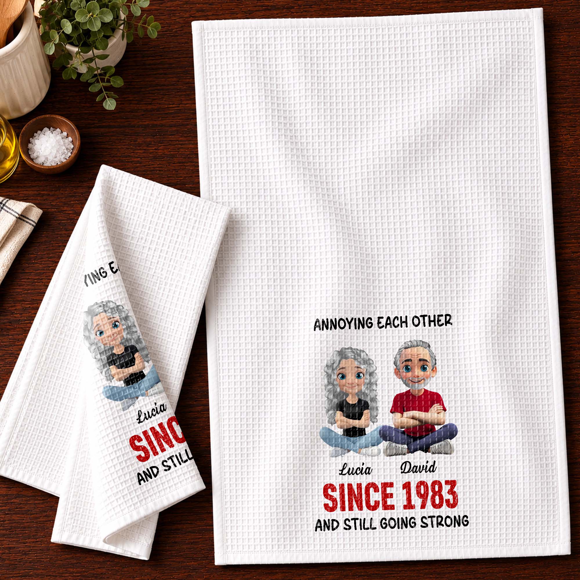Personalized Couple Kitchen Towel Unique Art Gift for Him & Her Kitchen Towel GradoCreations