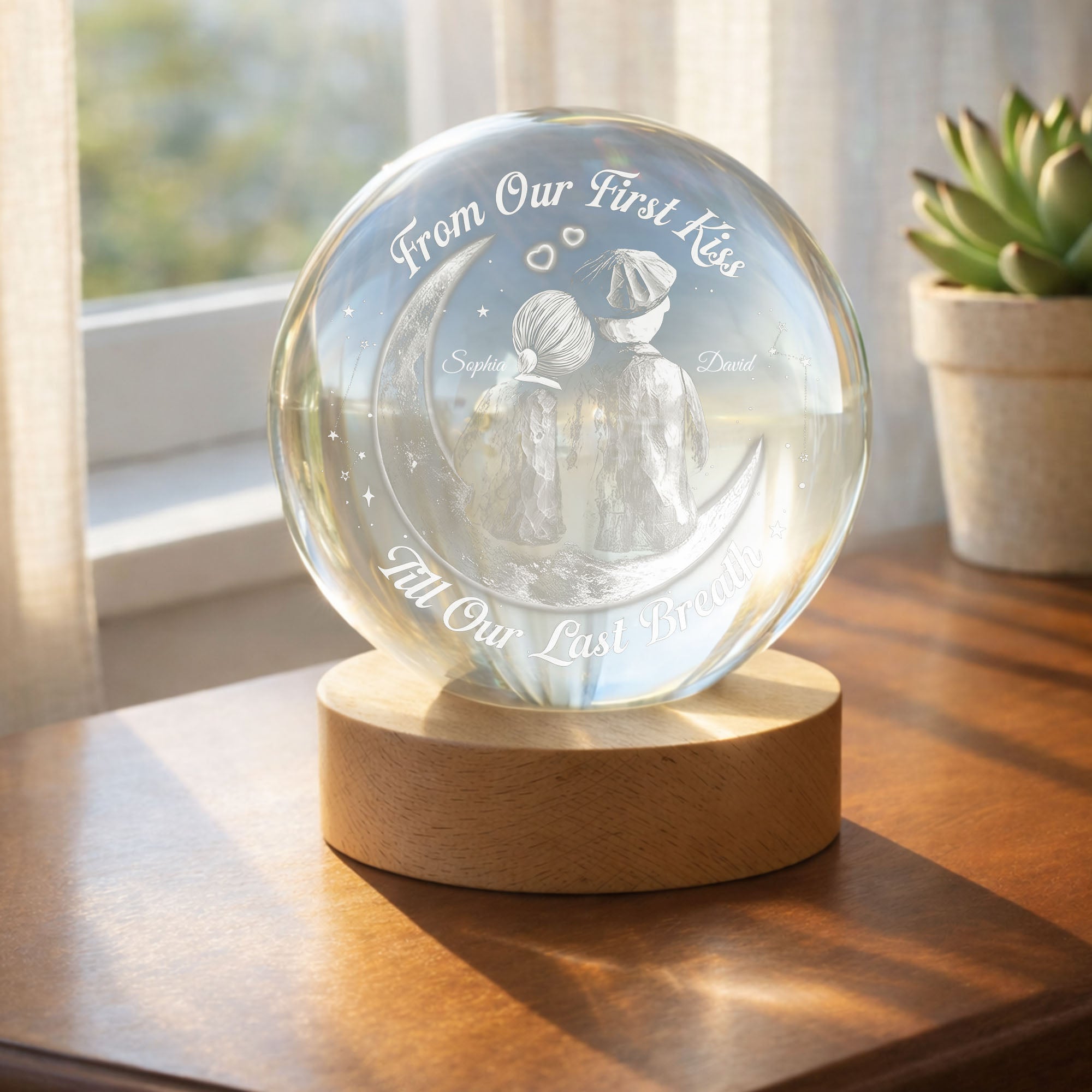 Personalized Crystal Globe Lamp Custom Couple Gift for Anniversary Crystal Globe Lamp GradoCreations