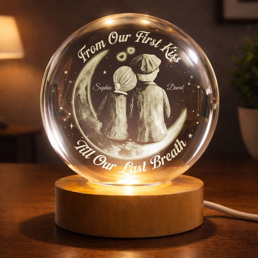 Personalized Crystal Globe Lamp Custom Couple Gift for Anniversary Crystal Globe Lamp GradoCreations