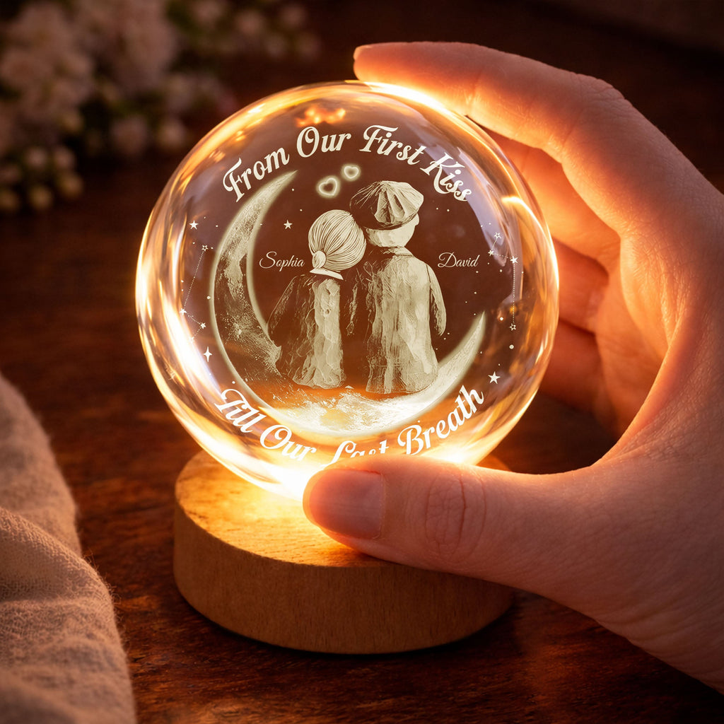 Personalized Crystal Globe Lamp Custom Couple Gift for Anniversary Crystal Globe Lamp GradoCreations