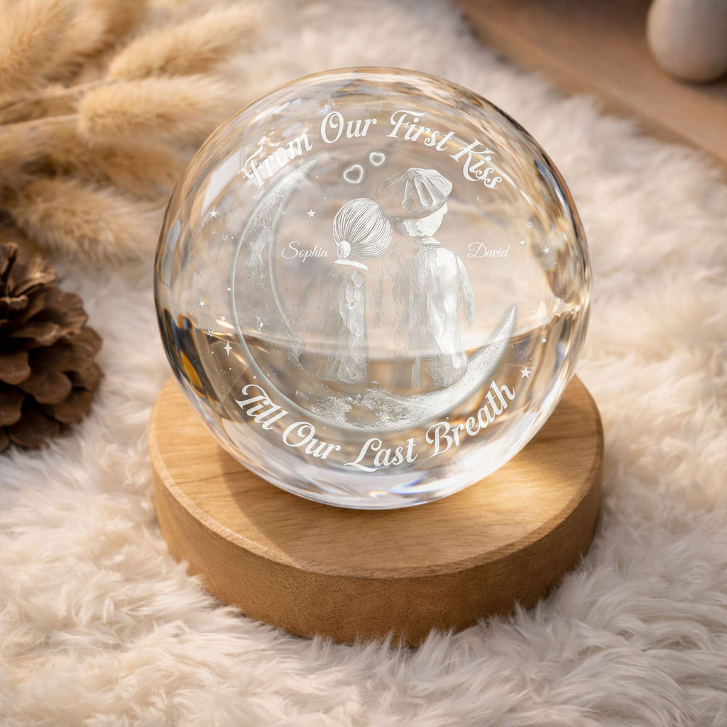 Personalized Crystal Globe Lamp Custom Couple Gift for Anniversary Crystal Globe Lamp GradoCreations