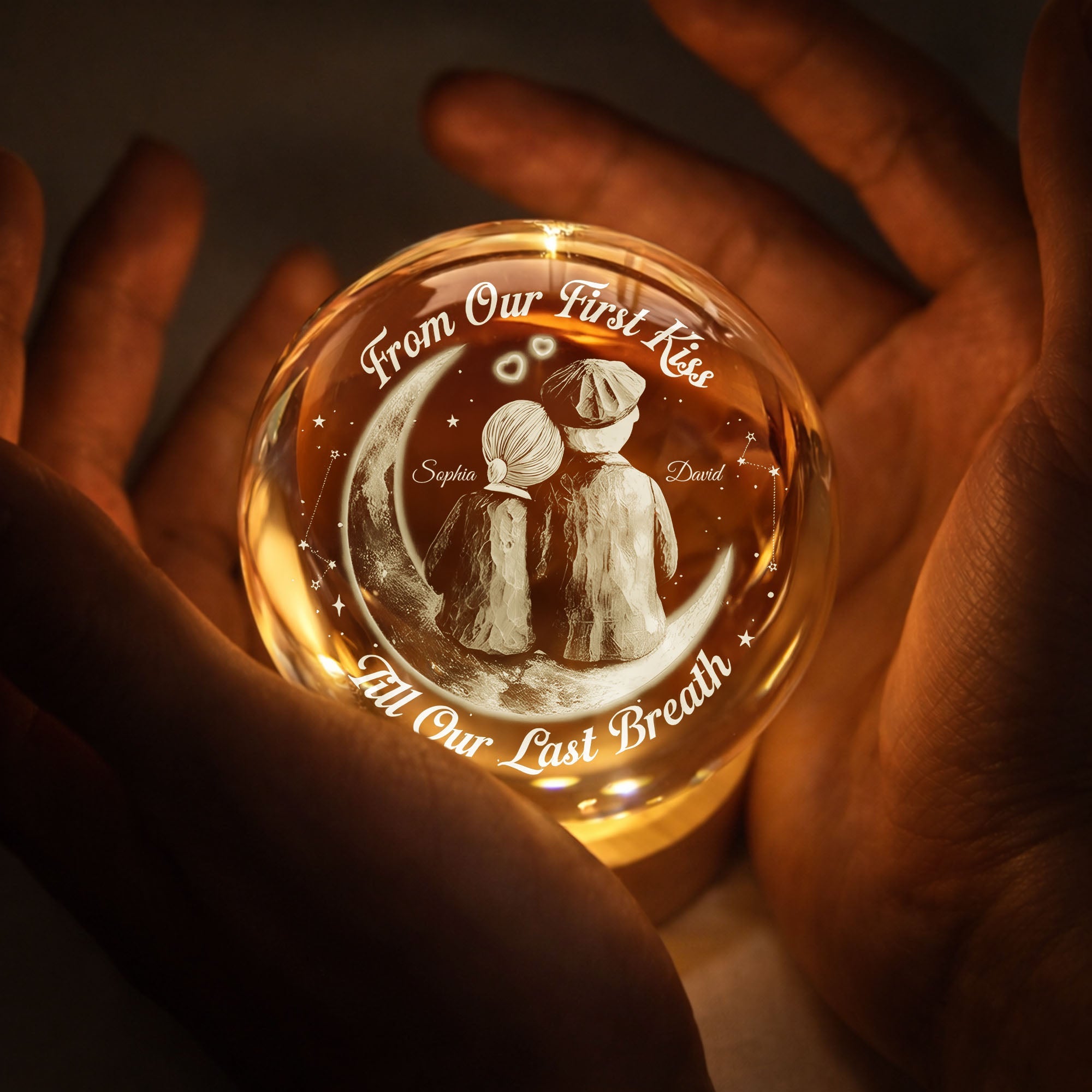 Personalized Crystal Globe Lamp Custom Couple Gift for Anniversary Crystal Globe Lamp GradoCreations