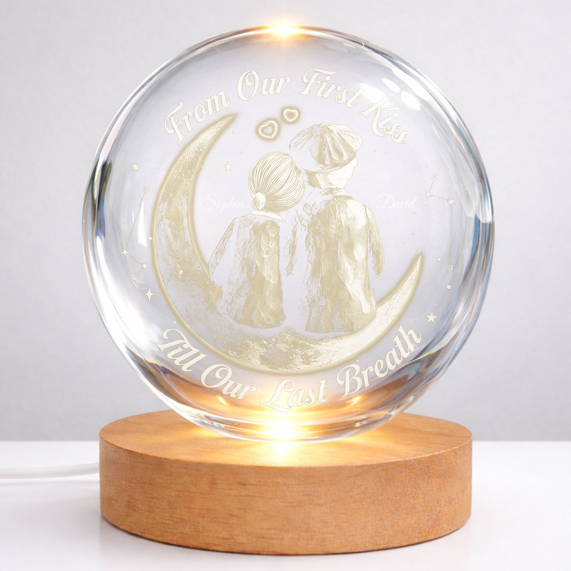 Personalized Crystal Globe Lamp Custom Couple Gift for Anniversary Crystal Globe Lamp GradoCreations