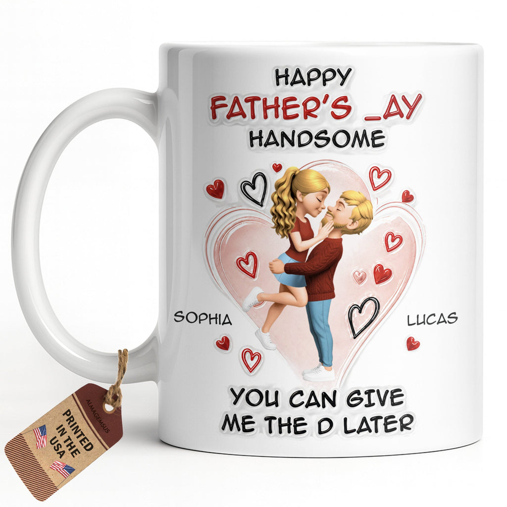 Personalized Happy Father's Day Coffee Mug Custom Couple Art Gift Edge-to-edge Mug GradoCreations