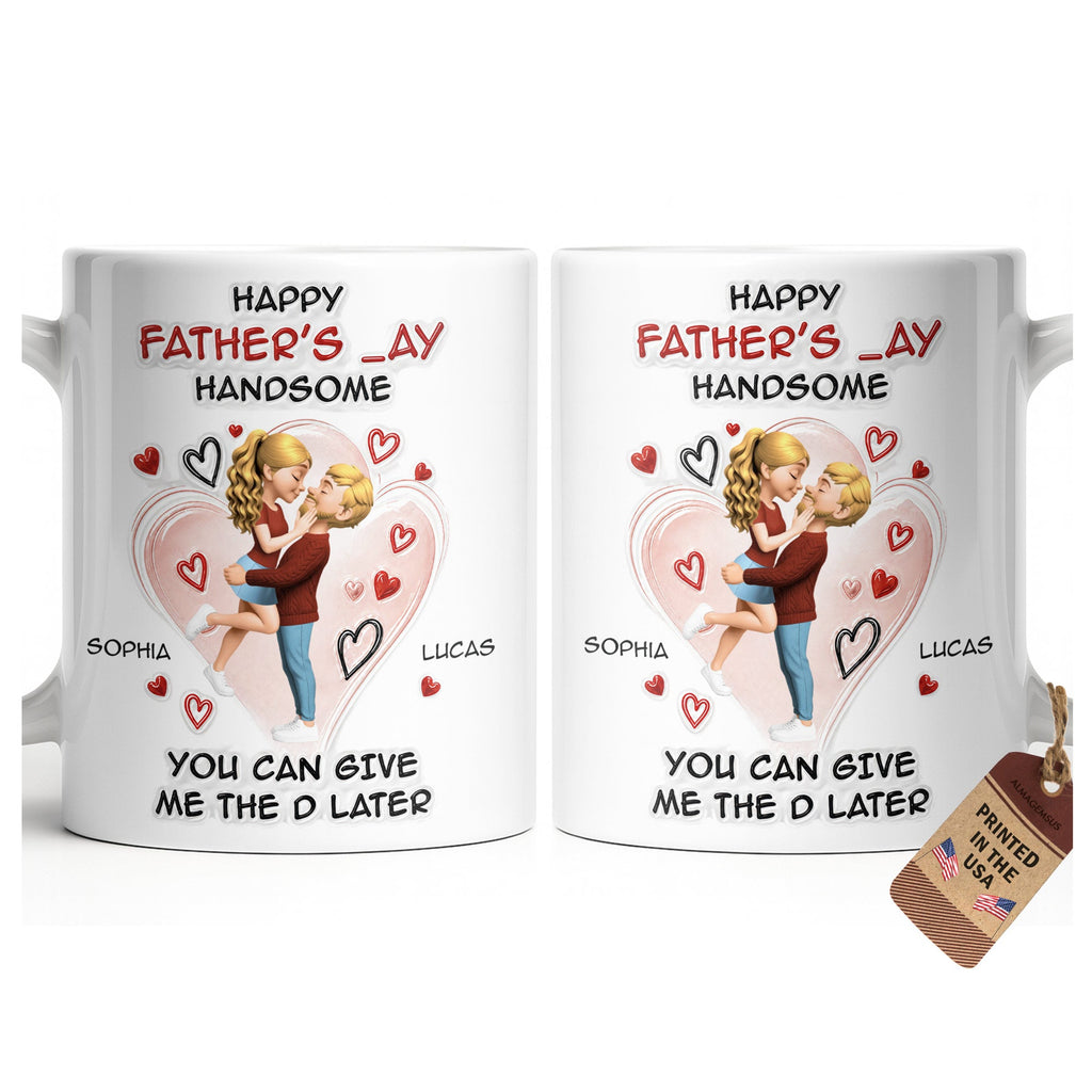 Personalized Happy Father's Day Coffee Mug Custom Couple Art Gift Edge-to-edge Mug GradoCreations