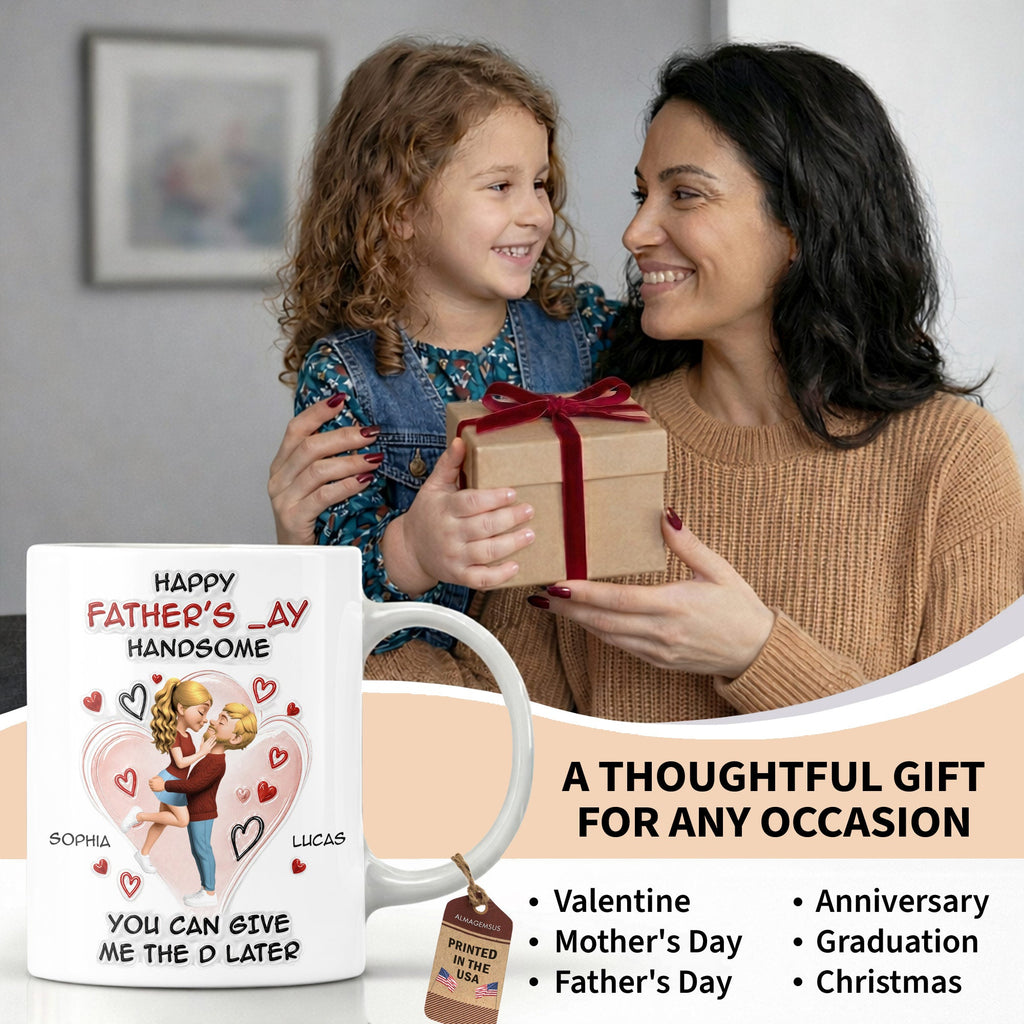 Personalized Happy Father's Day Coffee Mug Custom Couple Art Gift Edge-to-edge Mug GradoCreations