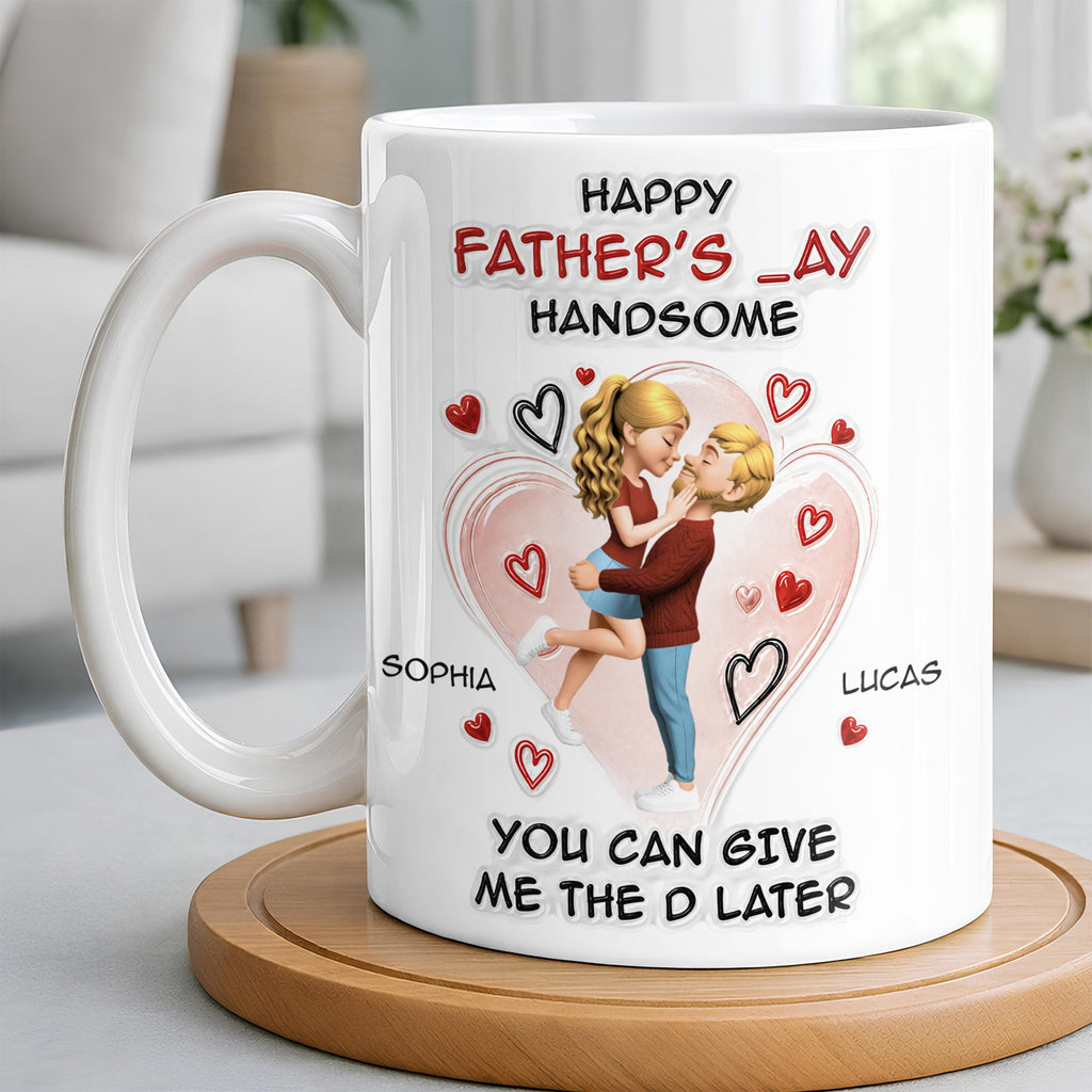 Personalized Happy Father's Day Coffee Mug Custom Couple Art Gift Edge-to-edge Mug GradoCreations