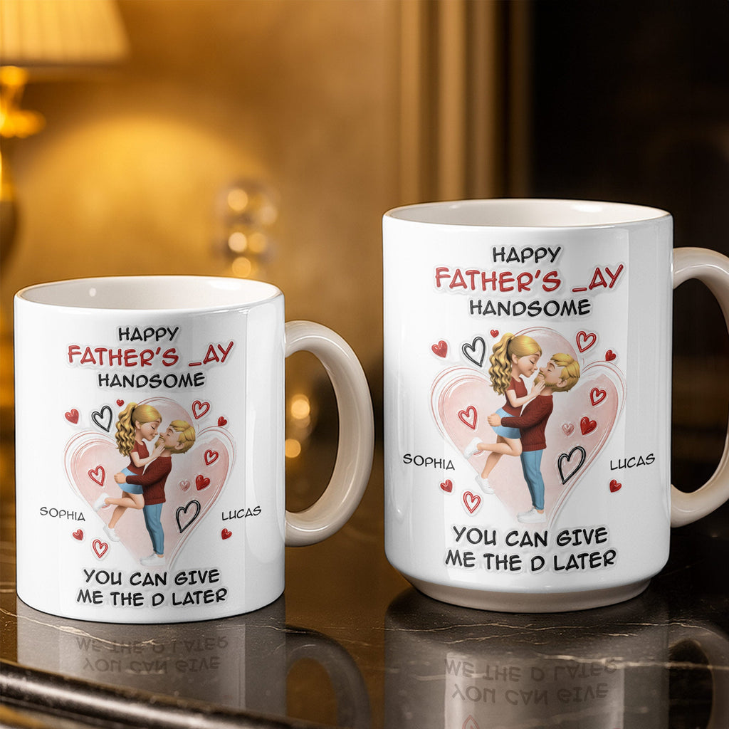Personalized Happy Father's Day Coffee Mug Custom Couple Art Gift Edge-to-edge Mug GradoCreations