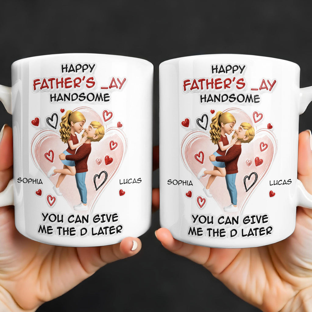 Personalized Happy Father's Day Coffee Mug Custom Couple Art Gift Edge-to-edge Mug GradoCreations