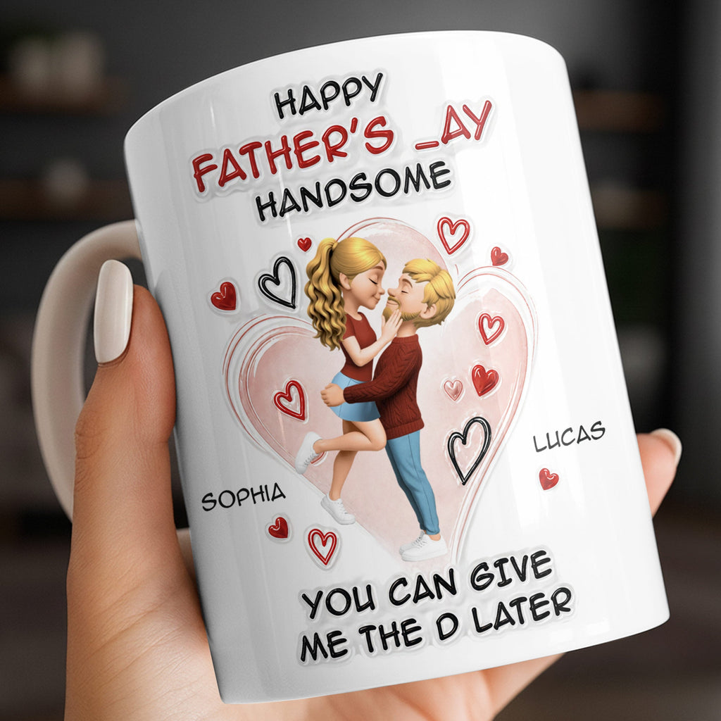 Personalized Happy Father's Day Coffee Mug Custom Couple Art Gift Edge-to-edge Mug GradoCreations