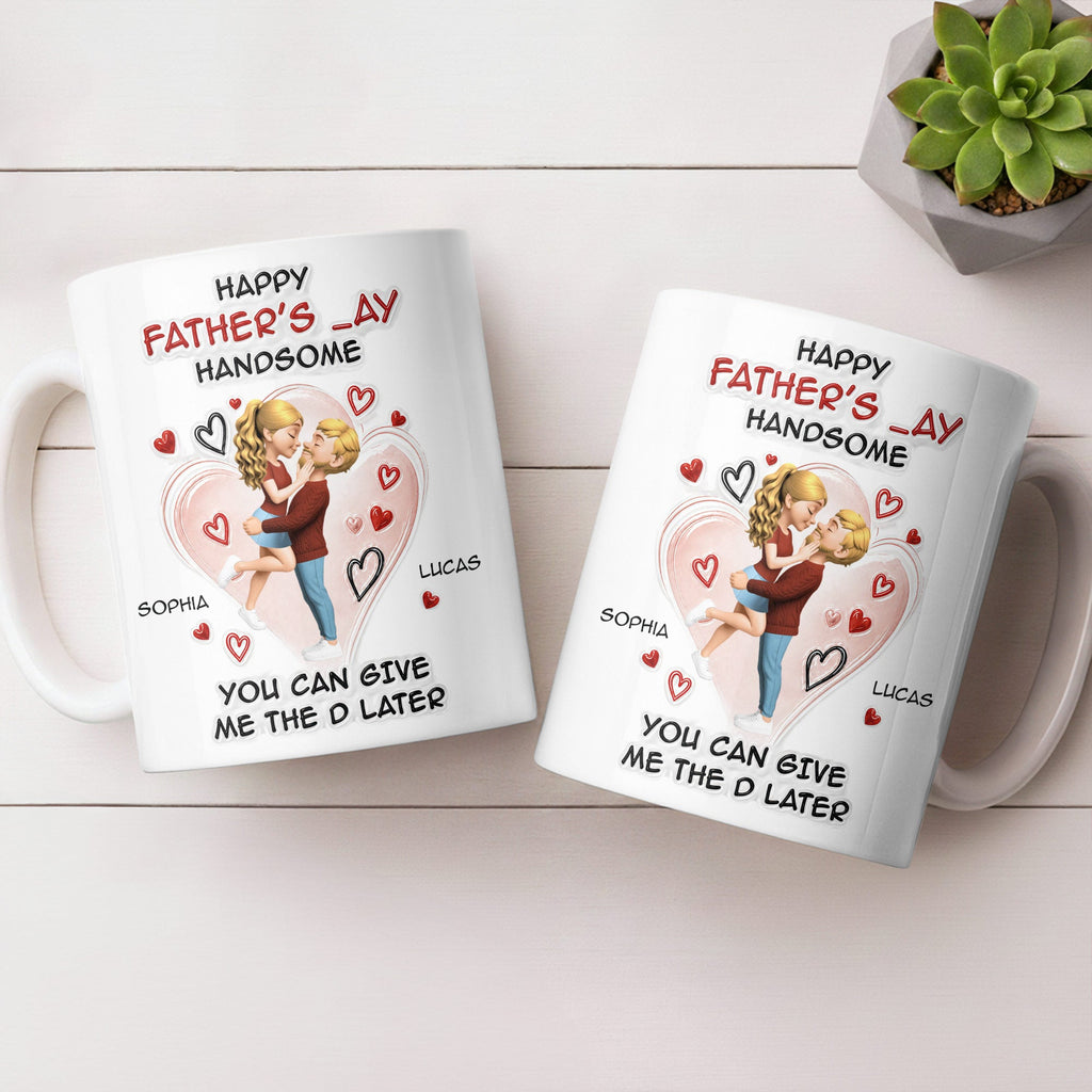Personalized Happy Father's Day Coffee Mug Custom Couple Art Gift Edge-to-edge Mug GradoCreations