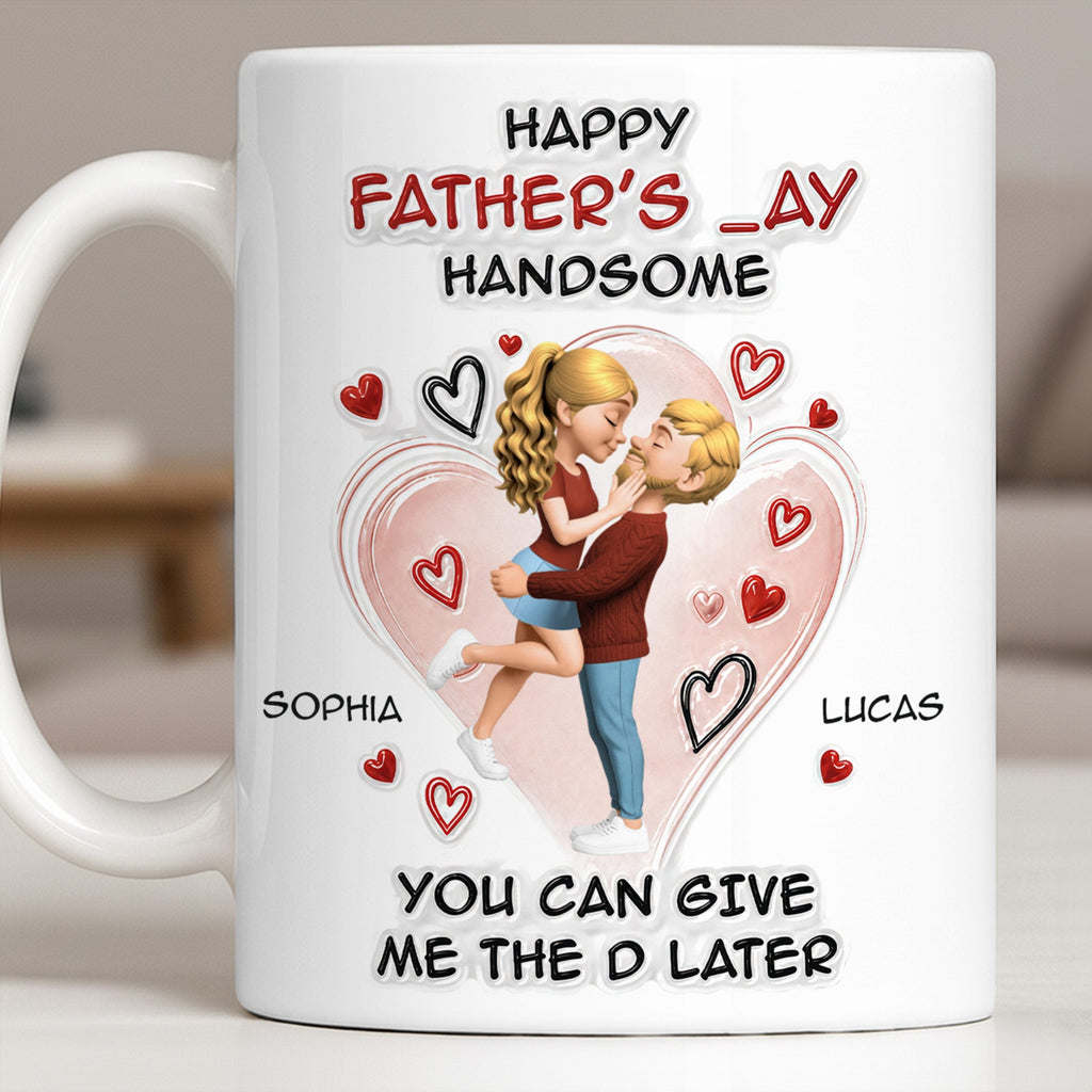 Personalized Happy Father's Day Coffee Mug Custom Couple Art Gift Edge-to-edge Mug GradoCreations