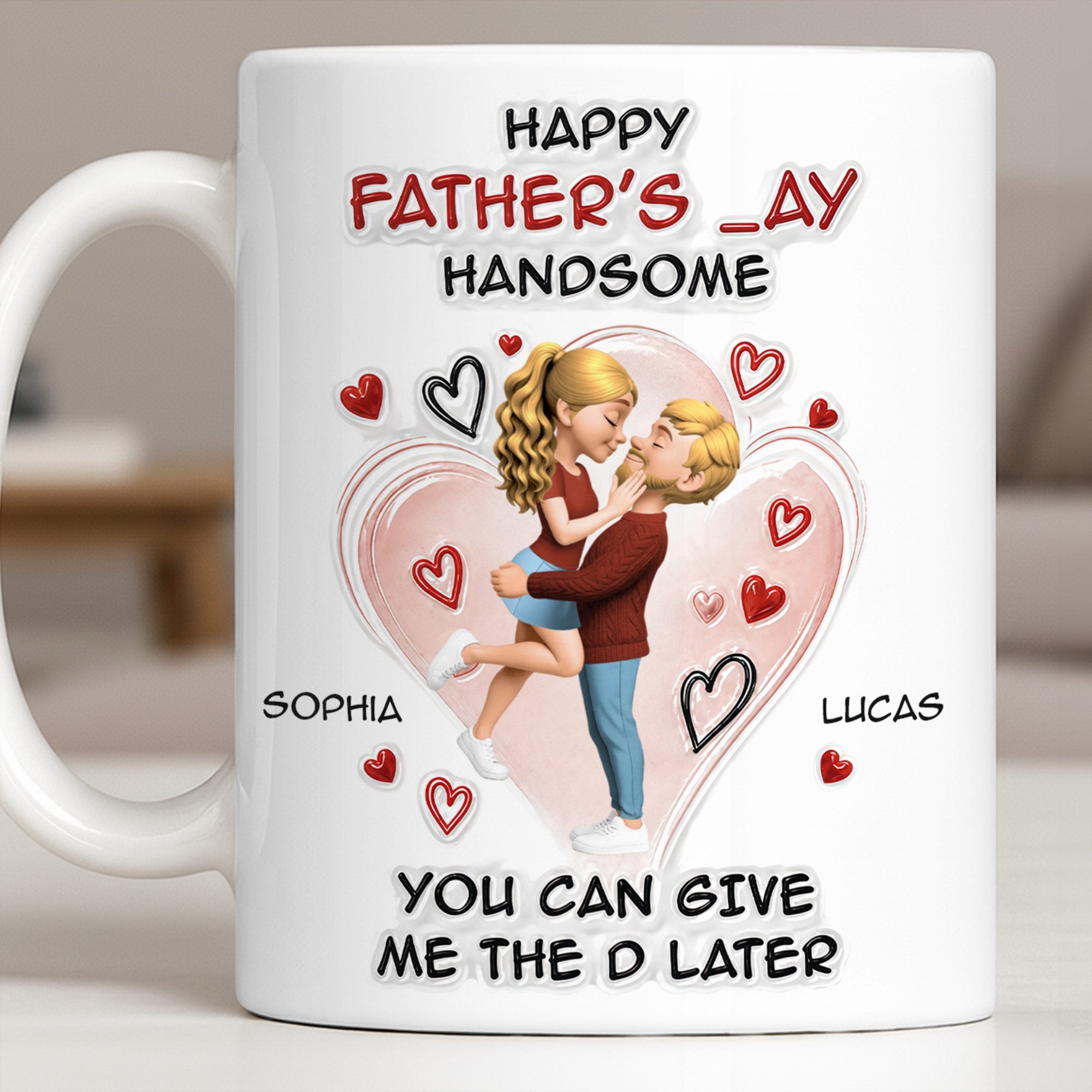 Personalized Happy Father's Day Coffee Mug Custom Couple Art Gift Edge-to-edge Mug GradoCreations