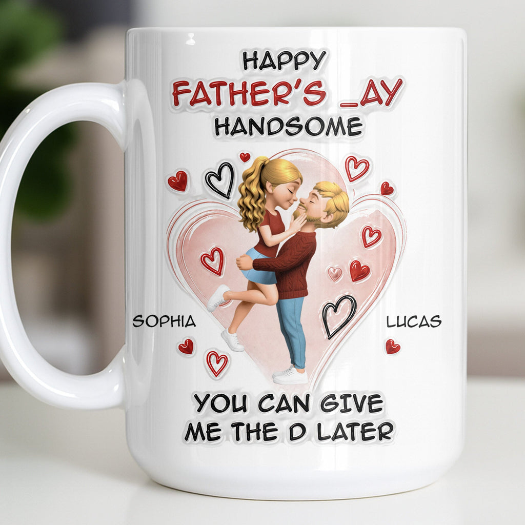 Personalized Happy Father's Day Coffee Mug Custom Couple Art Gift Edge-to-edge Mug GradoCreations