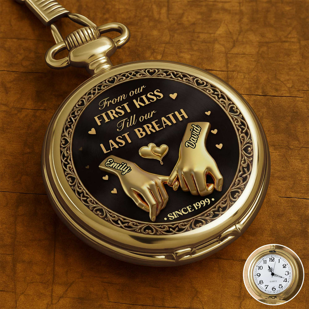 Personalized Gold Pocket Watch Custom Name Anniversary Gift