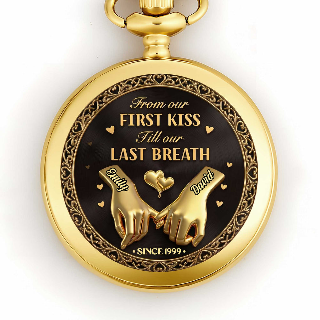 Personalized Gold Pocket Watch Custom Name Anniversary Gift