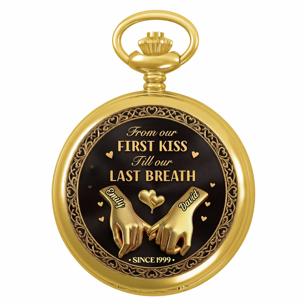Personalized Gold Pocket Watch Custom Name Anniversary Gift