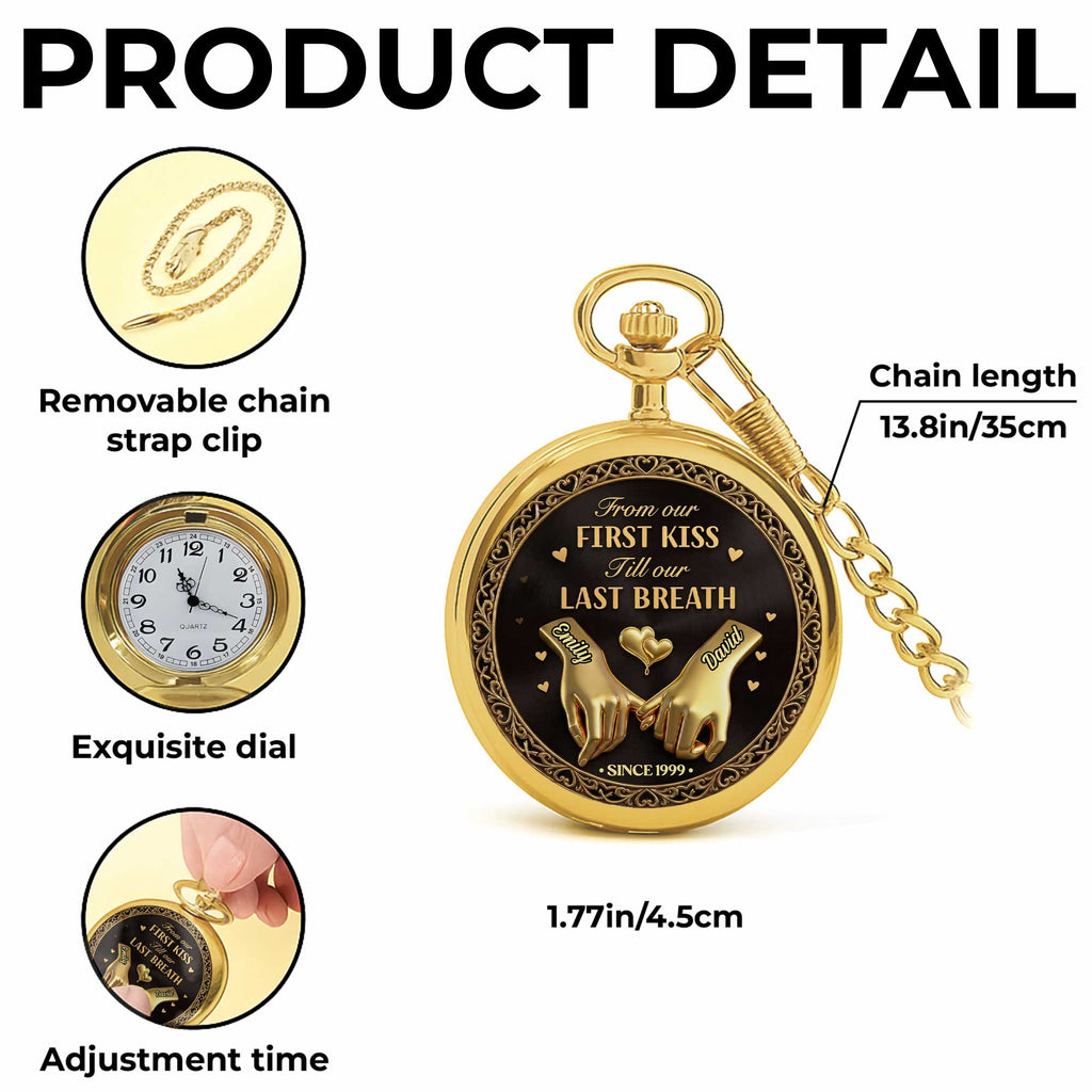 Personalized Gold Pocket Watch Custom Name Anniversary Gift