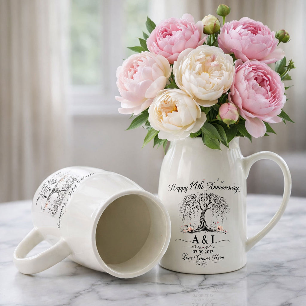 Personalized Ceramic Flower Vase Custom Message for Anniversary