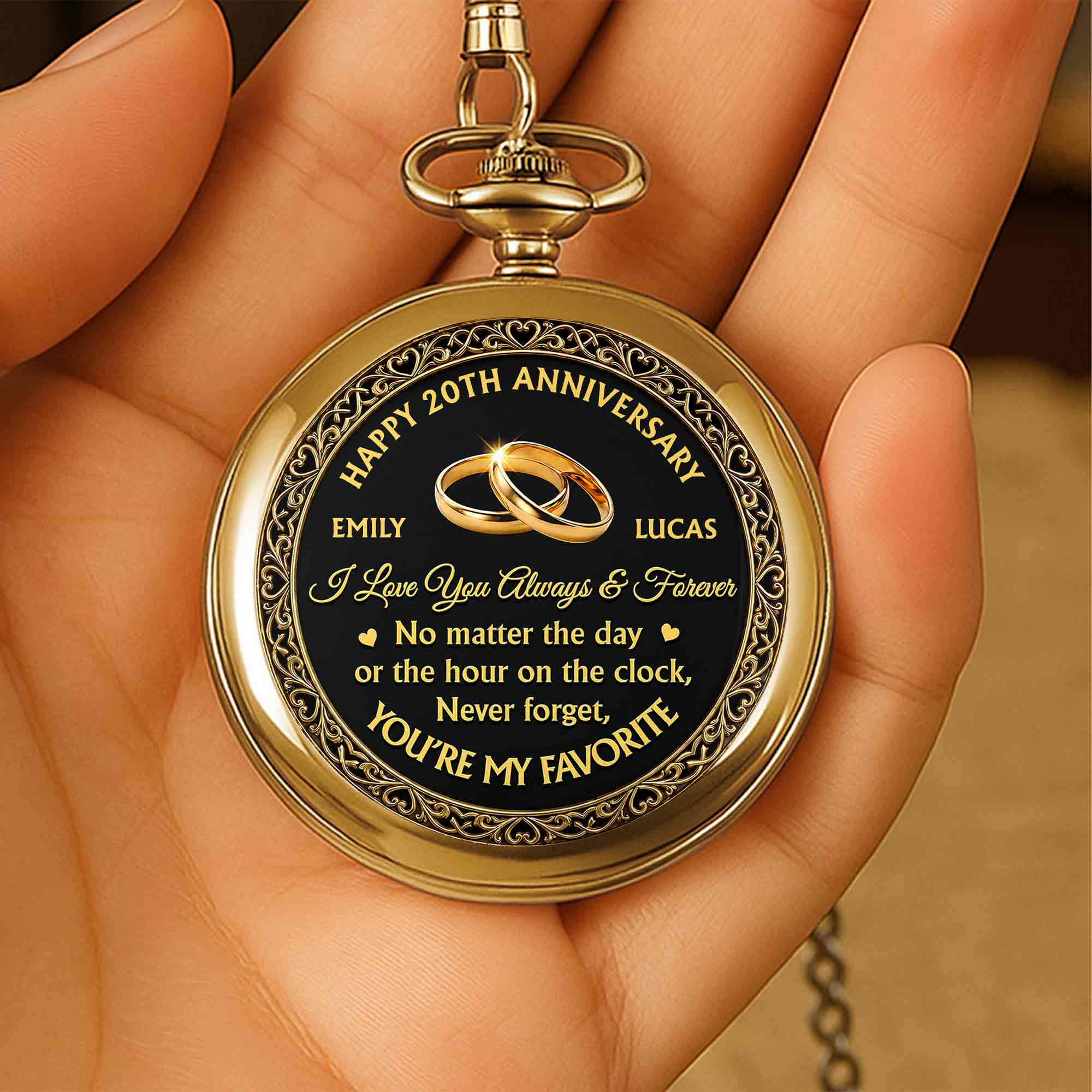 Personalized Custom Pocket Watch Engraved Love Gift for Couple