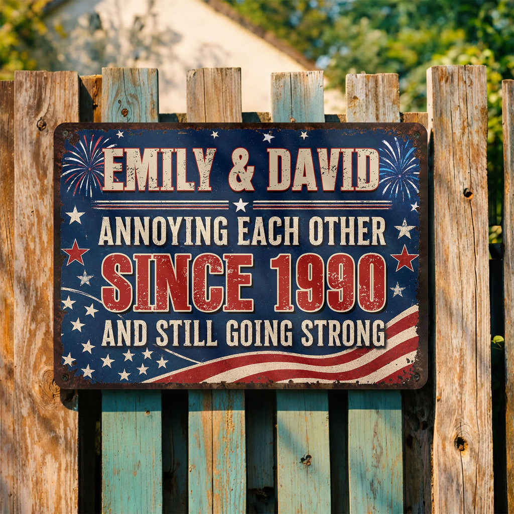 Personalized Patriotic Metal Sign Custom Name Gift for Couple Metal Sign GradoCreations