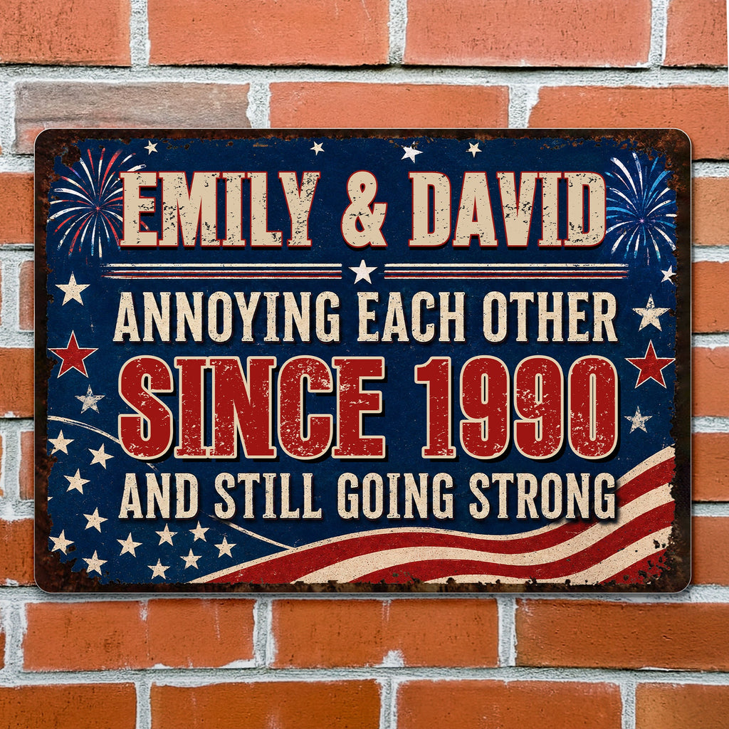 Personalized Patriotic Metal Sign Custom Name Gift for Couple Metal Sign GradoCreations