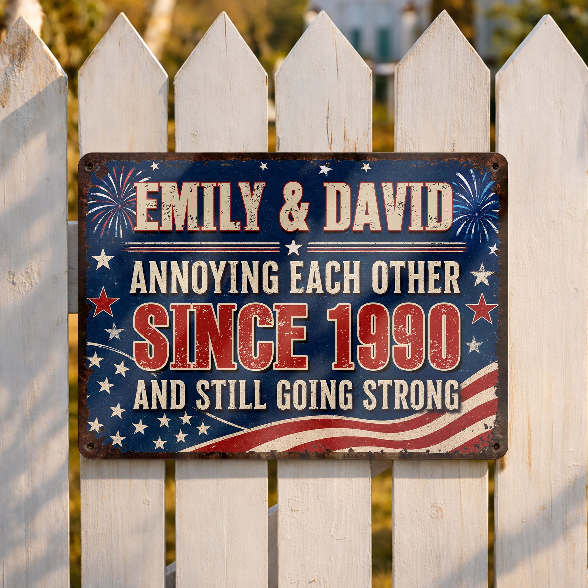 Personalized Patriotic Metal Sign Custom Name Gift for Couple Metal Sign GradoCreations