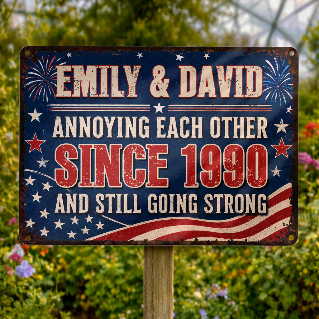 Personalized Patriotic Metal Sign Custom Name Gift for Couple Metal Sign GradoCreations