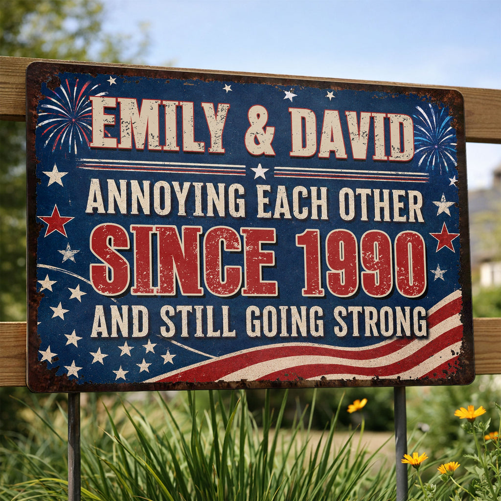 Personalized Patriotic Metal Sign Custom Name Gift for Couple Metal Sign GradoCreations