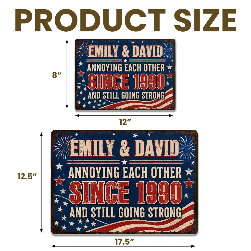 Personalized Patriotic Metal Sign Custom Name Gift for Couple Metal Sign GradoCreations