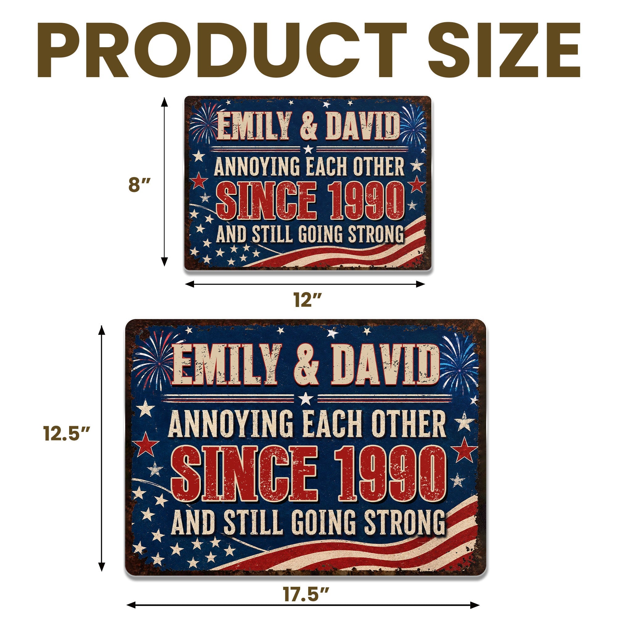 Personalized Patriotic Metal Sign Custom Name Gift for Couple Metal Sign GradoCreations