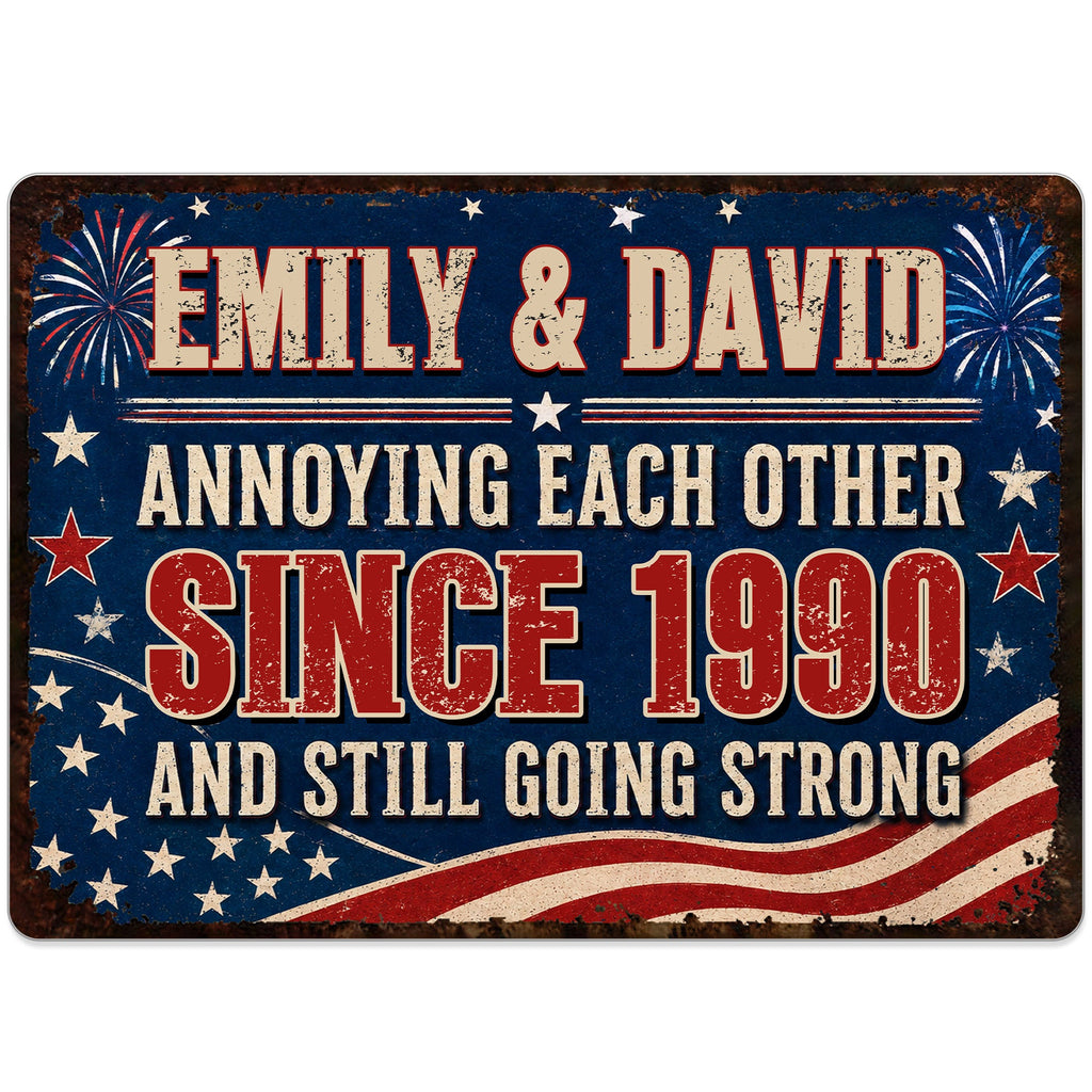 Personalized Patriotic Metal Sign Custom Name Gift for Couple Metal Sign GradoCreations