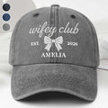 Personalized Washed Denim Cap Custom Name Gift for Wifey Washed Denim Cap GradoCreations